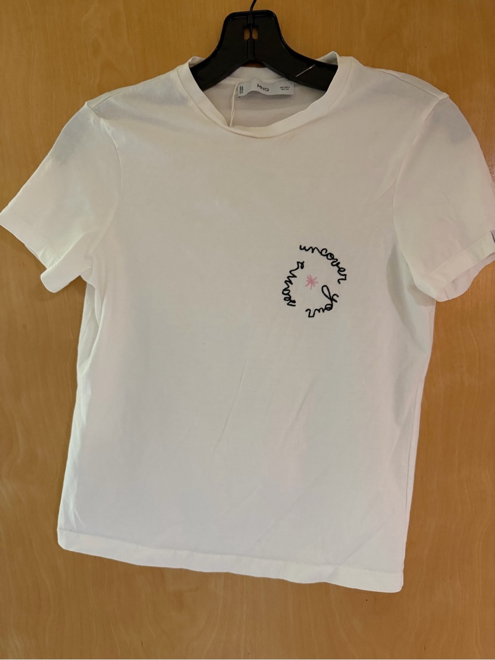 Mango White Graphic Chest Logo Tee